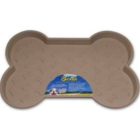 Loving Pets Products LP7350 Bella Spill-Proof Bone Shaped Pet Mat - Tan LP7350